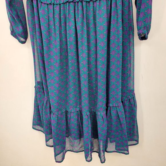 Colorful Planet Girls Green Dress Purple Fleur de Lis Peasan M 7/8 - Picture 9 of 12